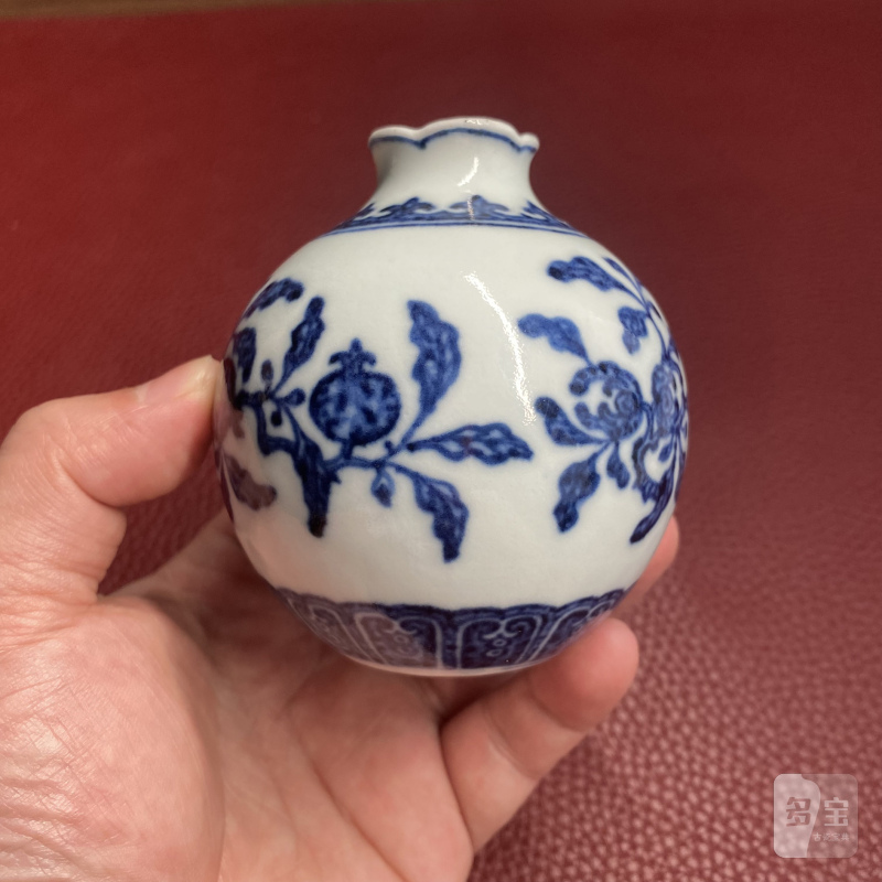 清雍正 青花三多纹石榴尊 - 图10